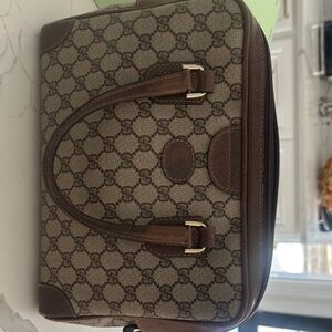 Gucci Beige and Brown Monogram Briefcase